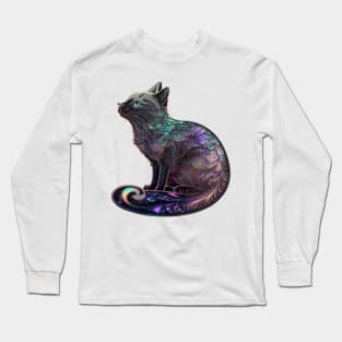 Holographic Glitter Cat Long Sleeve T-Shirt